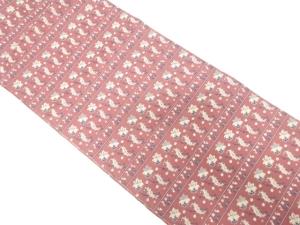 アンティーク　横段に花模様織り出し　名古屋帯